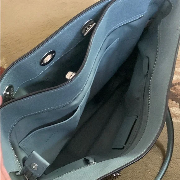 Coach Blue Pebbled Leather Tote - Picture 2 of 6